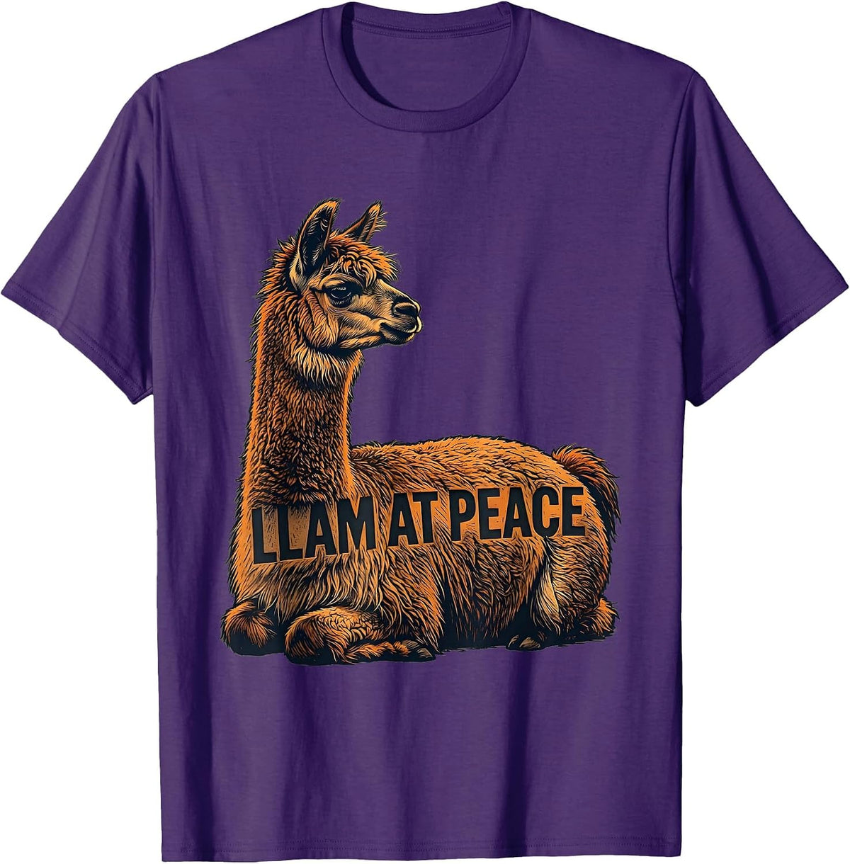 Men's Llam At Peace Funny Alpaca Humor Casual Gift T-Shirt - Purple