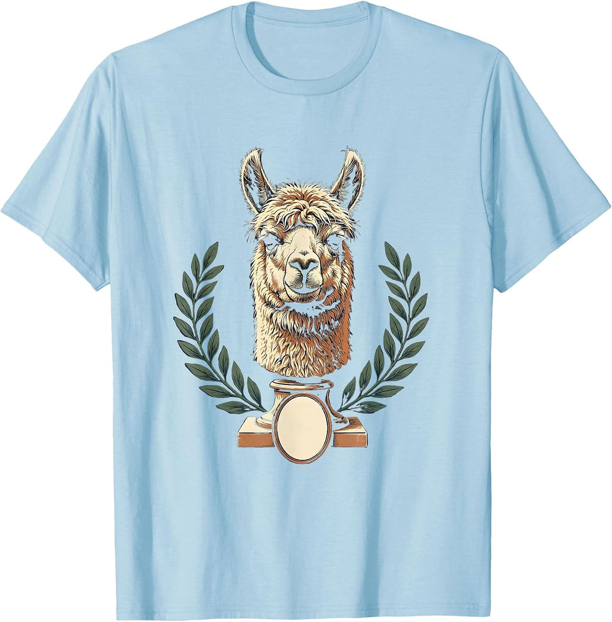 Men's Alpaca Bust Vintage Novelty Humor Men T-Shirt - Baby Blue