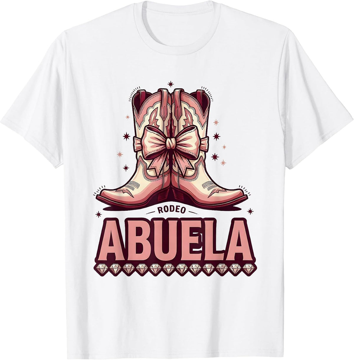 Men's Rodeo Abuela Sparkle Cowgirl Birthday Party Matching T-Shirt - White