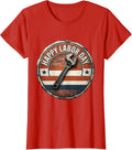 Women's Happy Labor Day Distressed Patriotic Union Worker Badge T-Shirt - Red