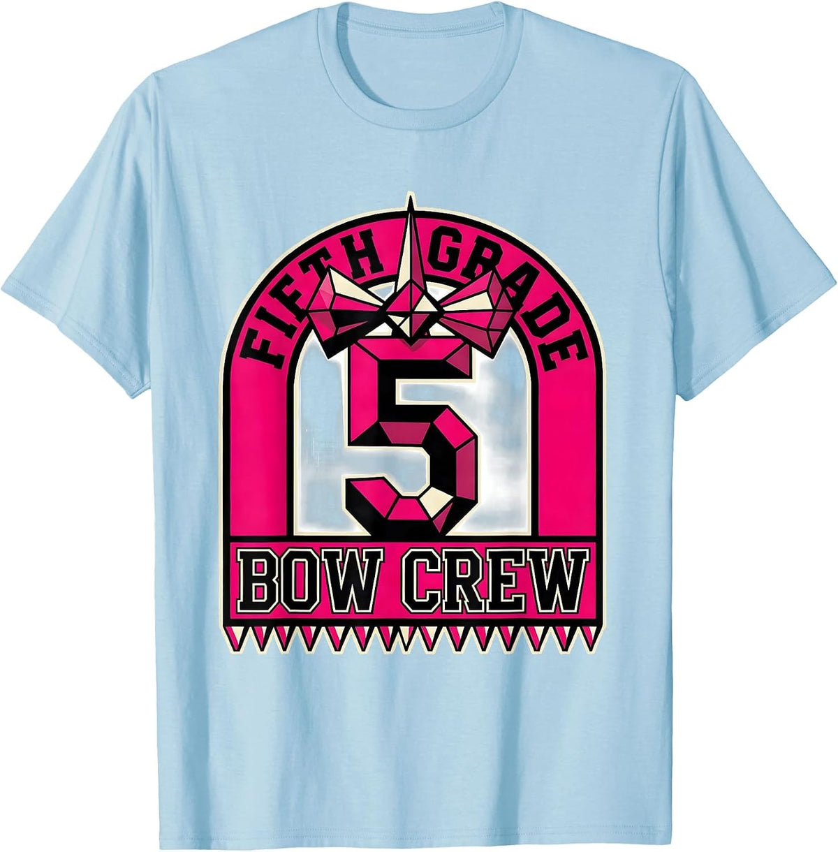 Men's Fifth Grade Bow Crew Coquette Bow Back To School Girly T-Shirt - Baby Blue