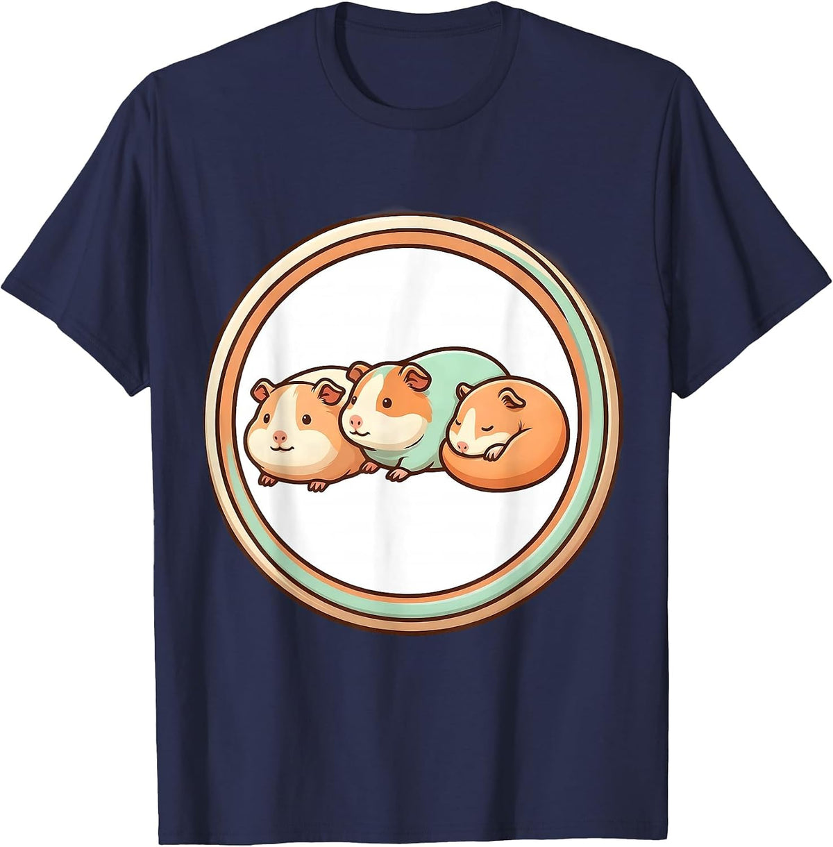 Sealed Guinea Pig Badge Cute Kawaii Pet Lover Gift T-Shirt - Navy Blue