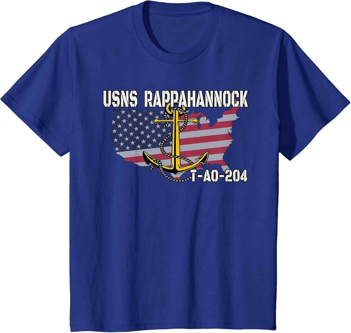 USNS Rappahannock T-AO-204 Replenishment Oiler Ship Veterans T-Shirt - Royal Blue