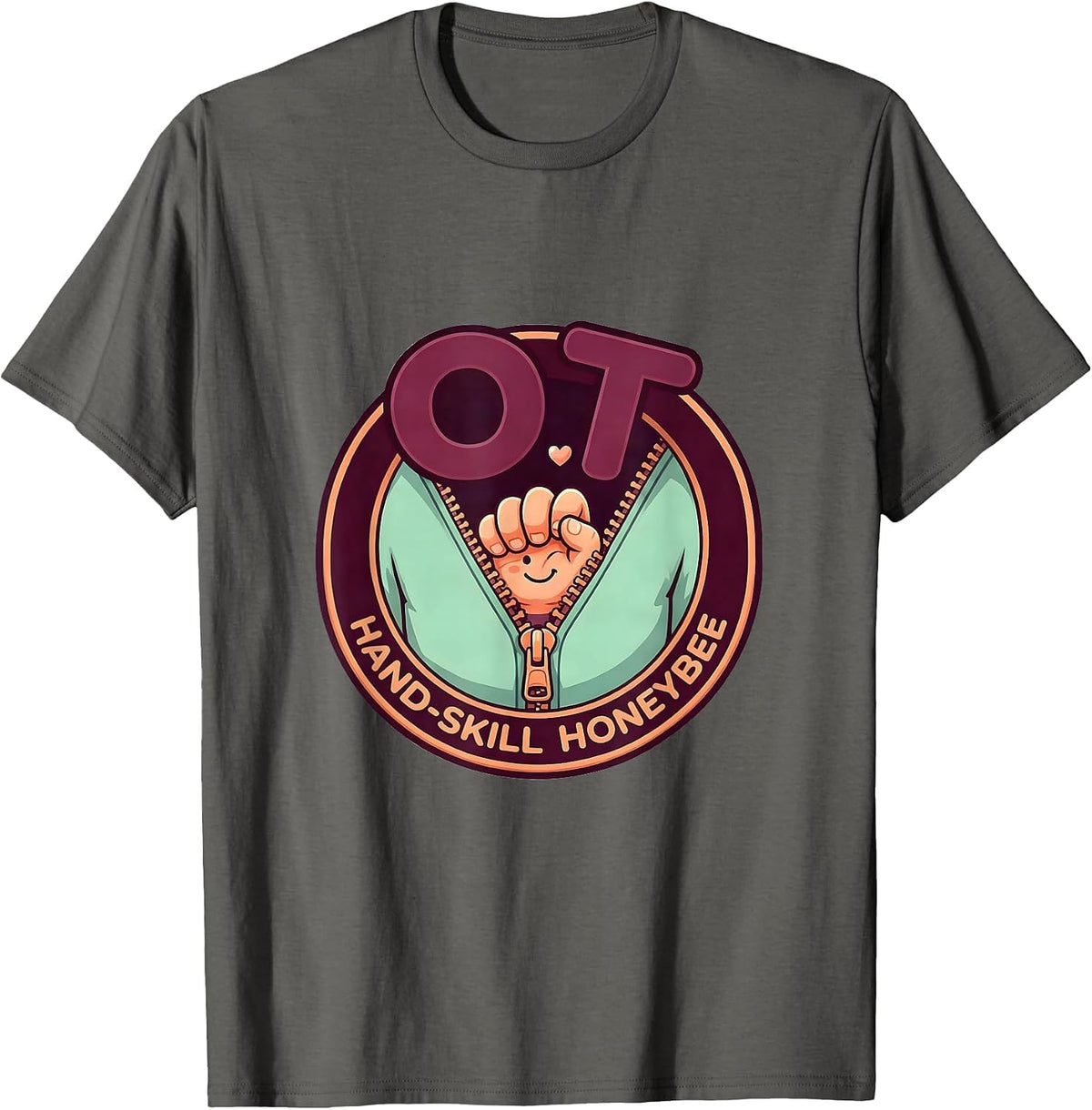 OT, Hand-Skill Honeybee Cute Kawaii Occupational Therapy T-Shirt - Asphalt Grey