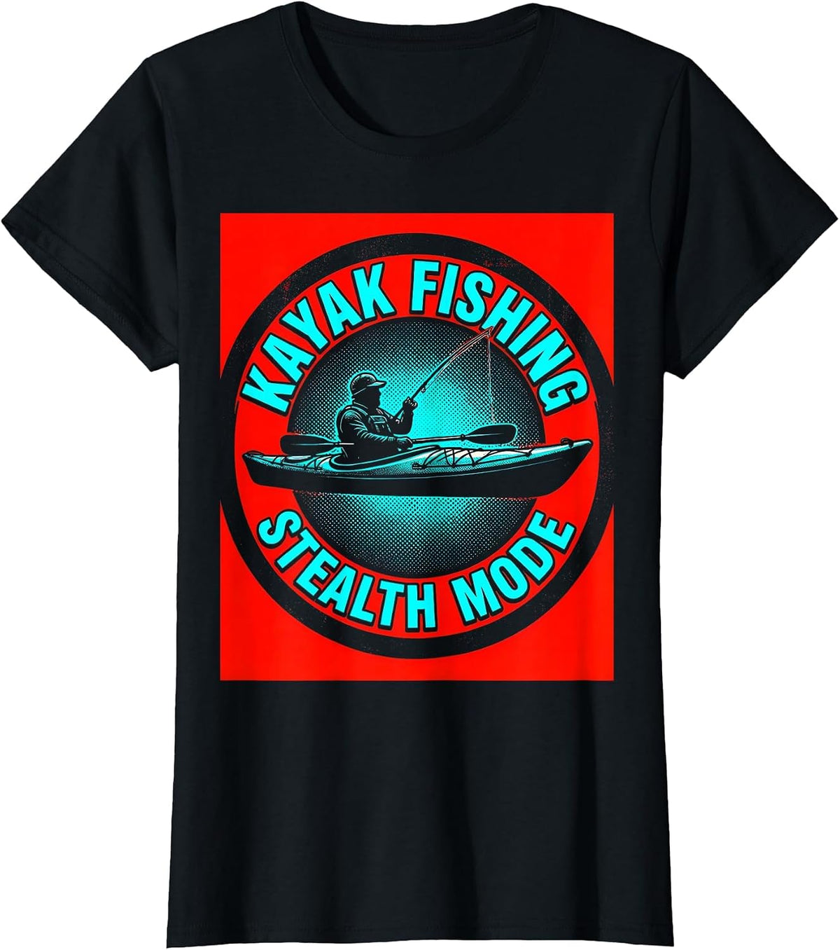 Kayak Fishing Stealth Mode Angler Design T-Shirt - Black