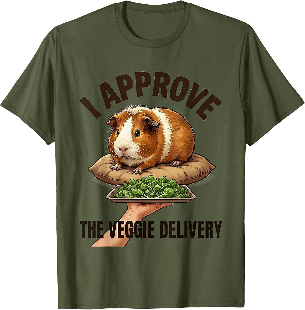 Men's I Approve The Veggie Delivery Funny Guinea Pig Pet Lover T-Shirt - Olive Green