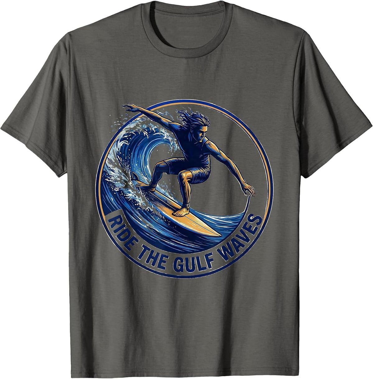 Men's Ride the Gulf Waves Gulf of America Design T-Shirt - Asphalt Grey