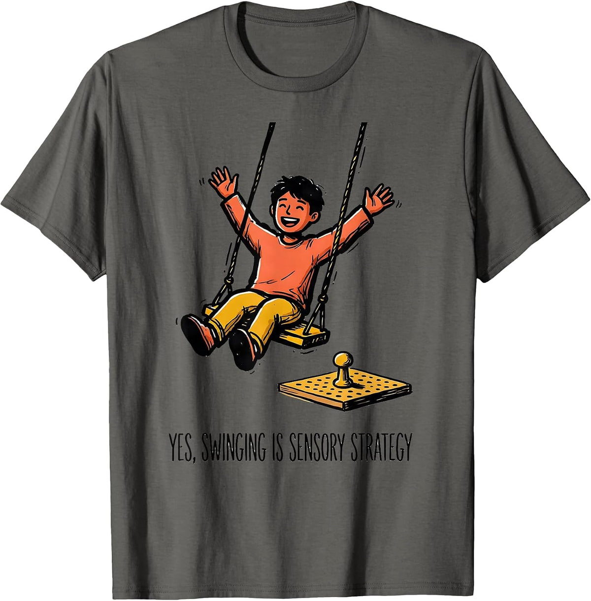 Yes, Swinging Is Sensory Strategy Retro Occupational Therapy T-Shirt - Asphalt Grey