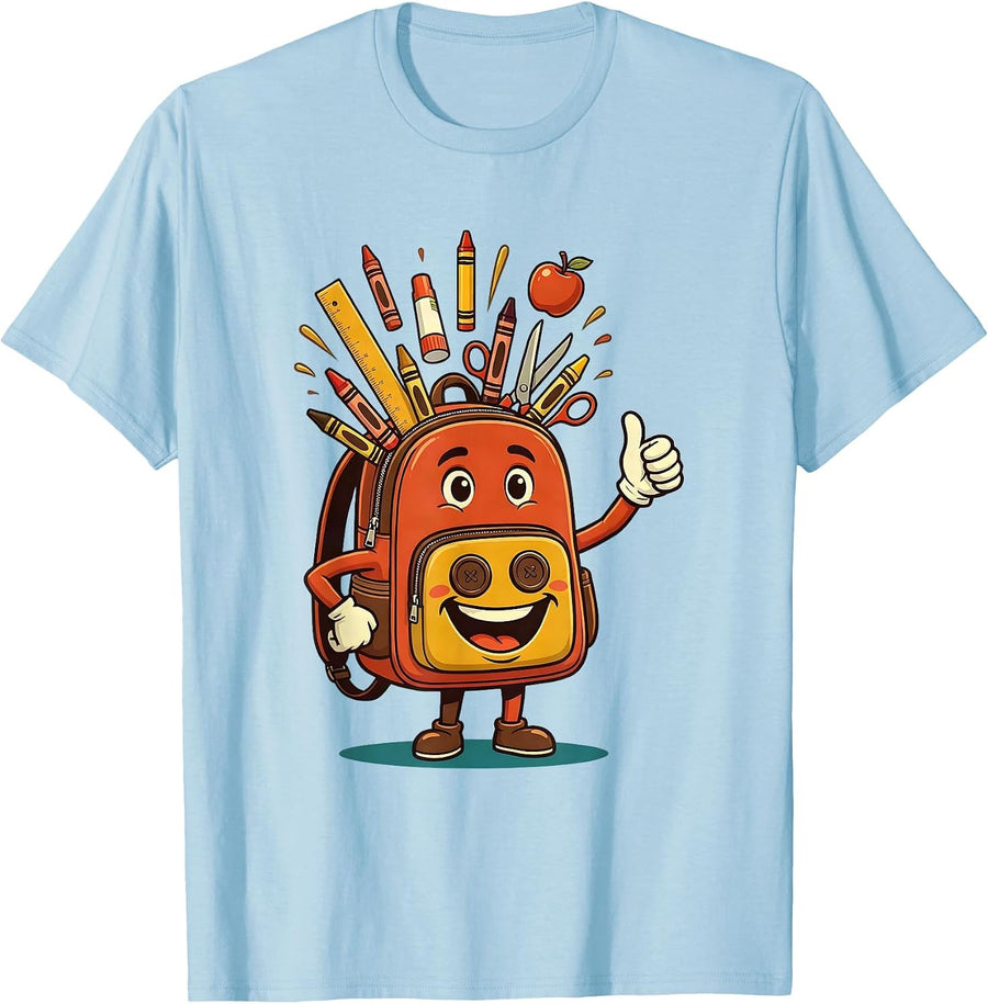 Men's Preschool Teacher Overflowing Backpack Graphic T-Shirt - Baby Blue