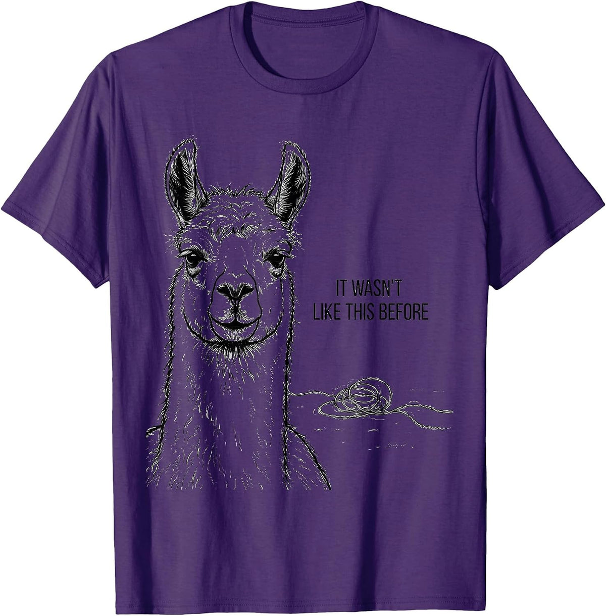 Men's It Wasn't Like This Before Funny Alpaca Llama Lover Humor T-Shirt - Purple