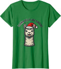 Women's Llama Bells Are Ringing Funny Llama Lover Christmas Pajamas T-Shirt - Kelly Green