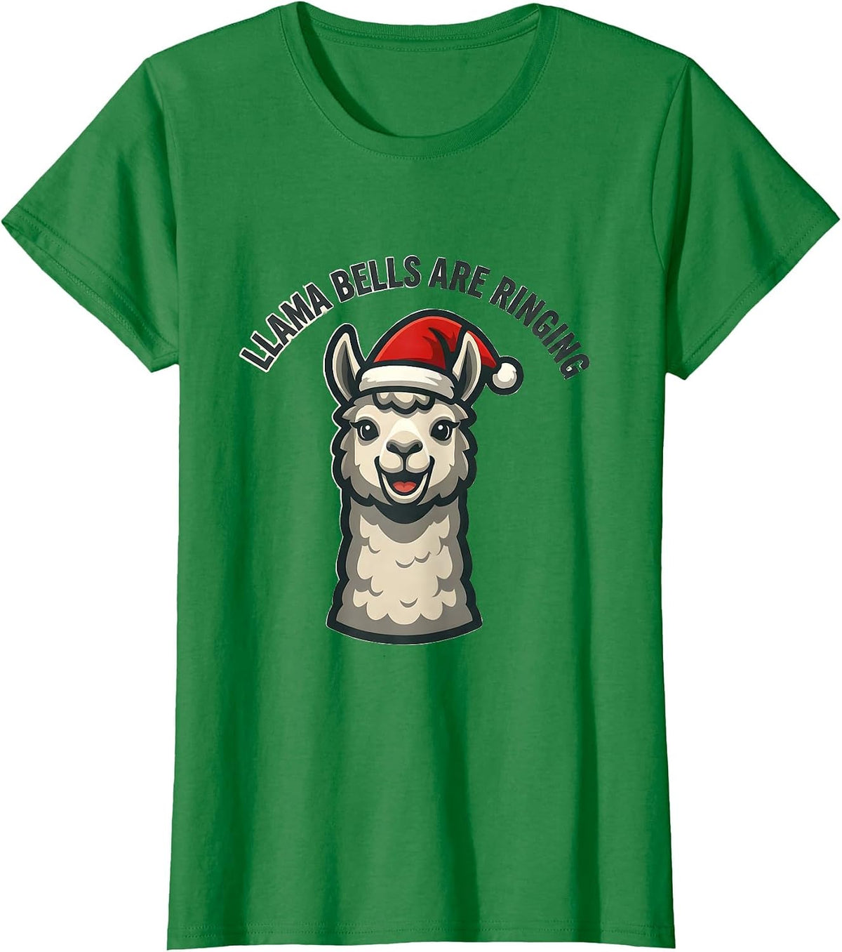 Women's Llama Bells Are Ringing Funny Llama Lover Christmas Pajamas T-Shirt - Kelly Green