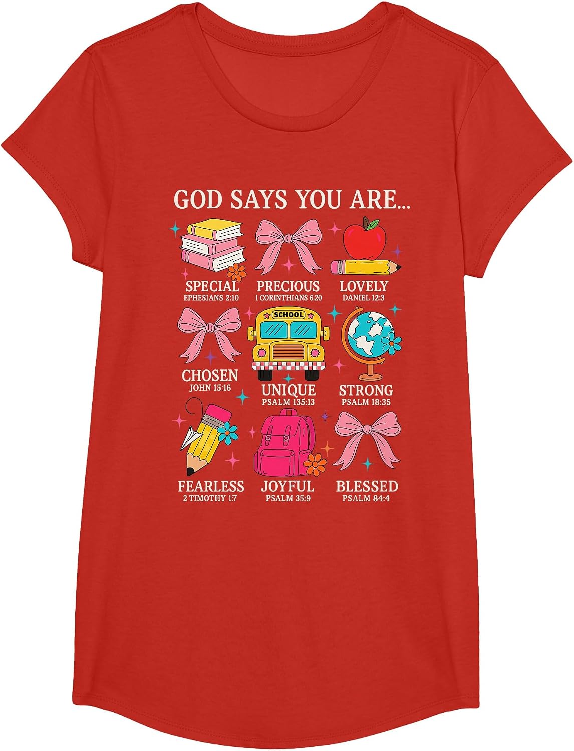 Teacher Christian God Says I Am Faith Religious Bible Verse T-Shirt - Girls Red