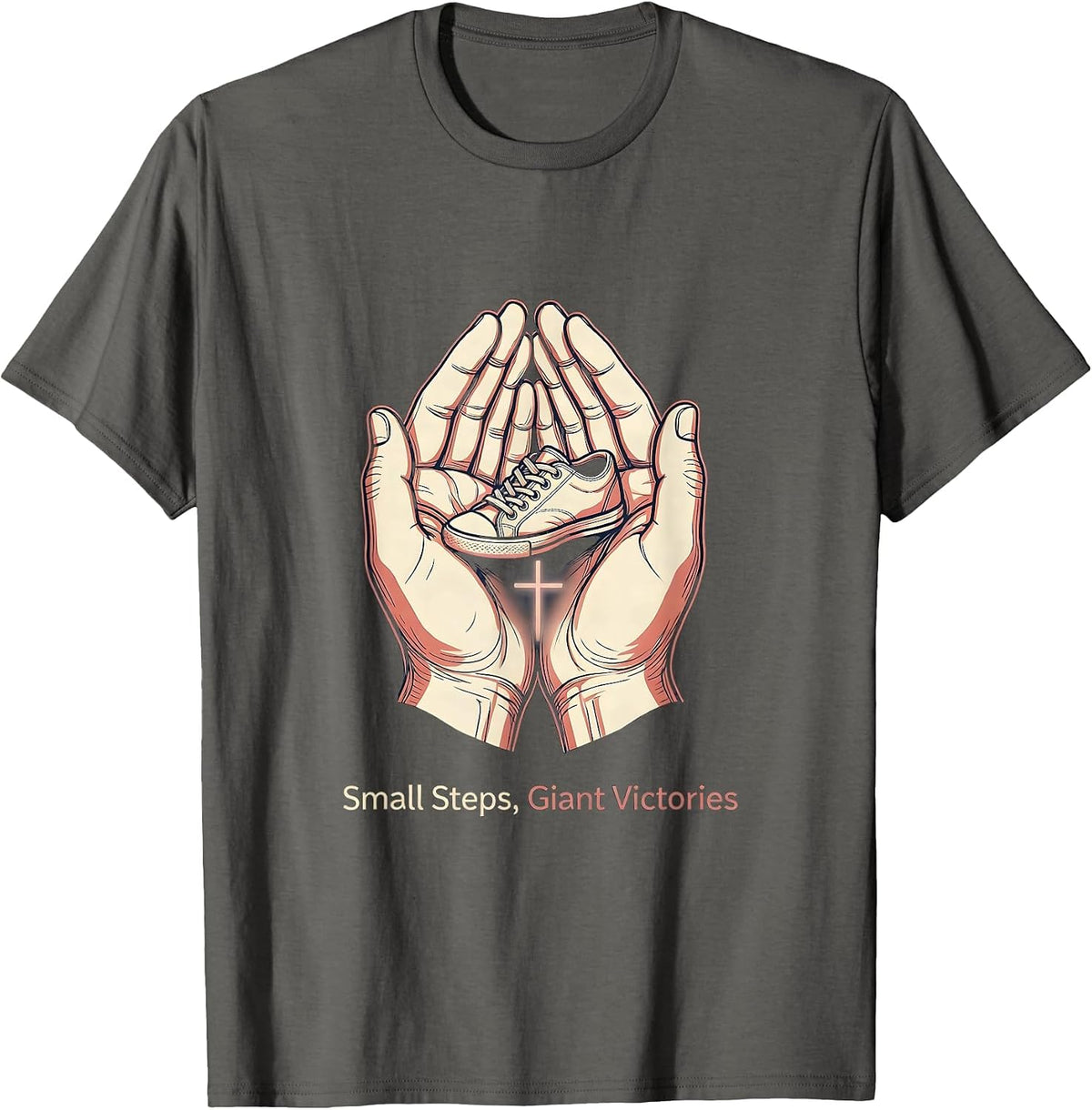 Men's Small Steps Giant Victories Sped Teacher Design T-Shirt - Asphalt Grey
