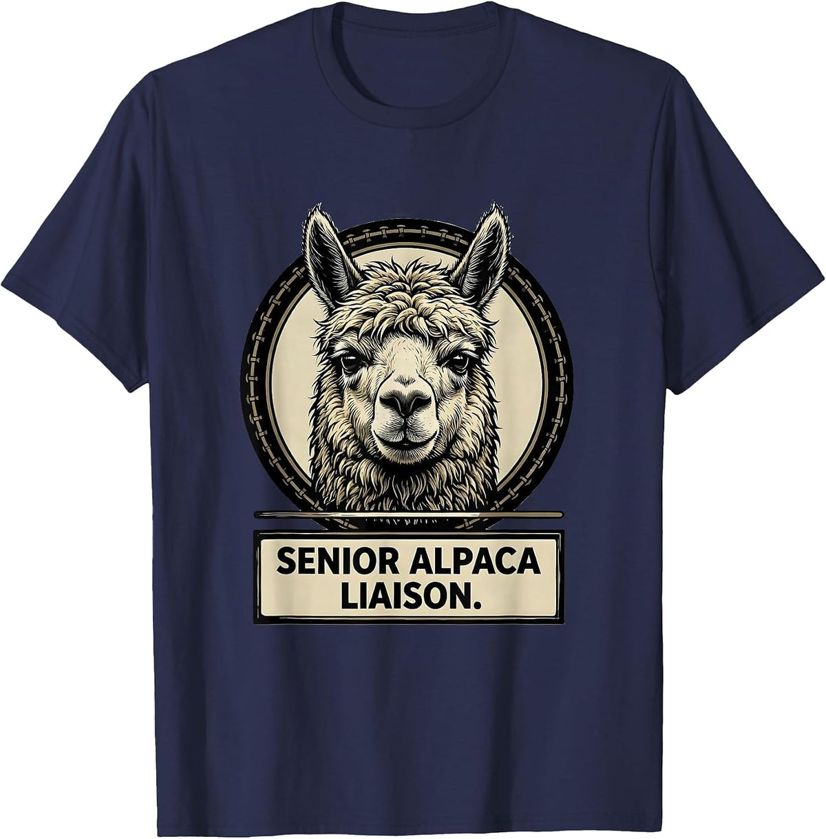 Senior Alpaca Liaison Funny Alpaca Lover Gift T-Shirt - Navy Blue
