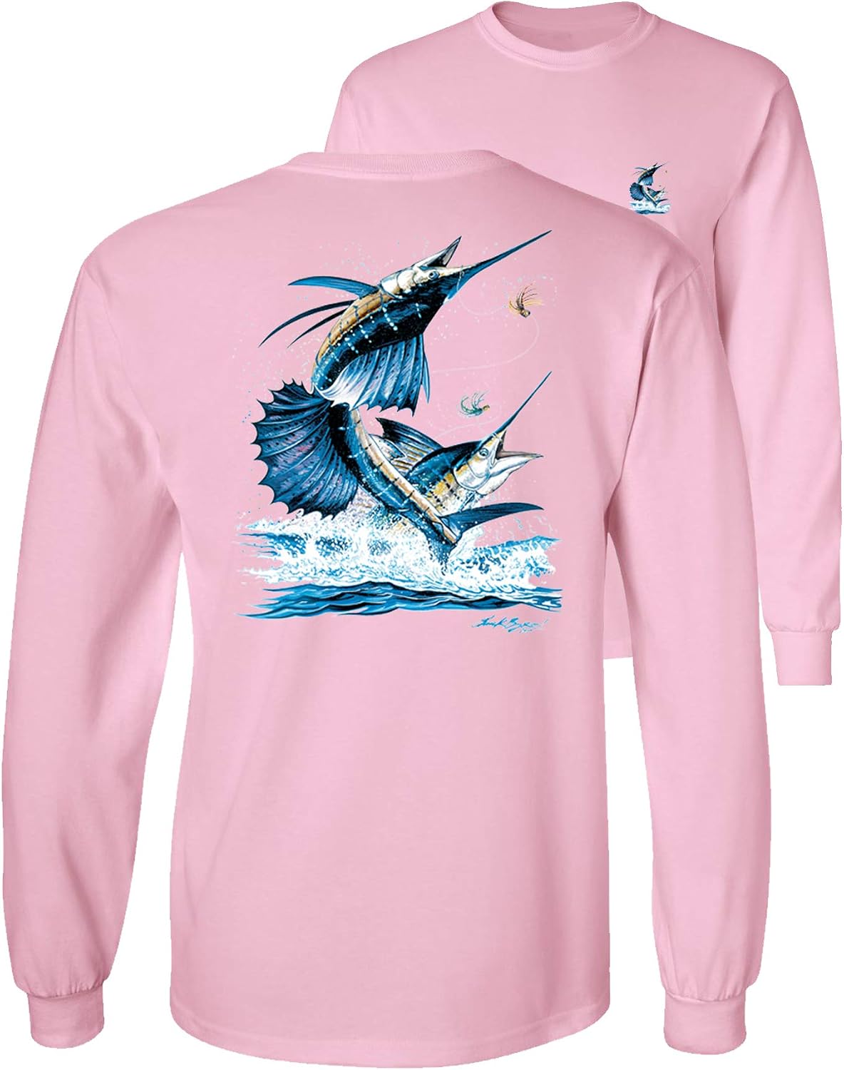 Sailfish DEEP SEA Fishing Salt Water Fish Long Sleeve TEE - Pink
