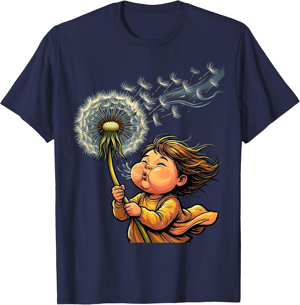 Men's Down Syndrome Awareness Dandelion Child Design T-Shirt - Navy Blue