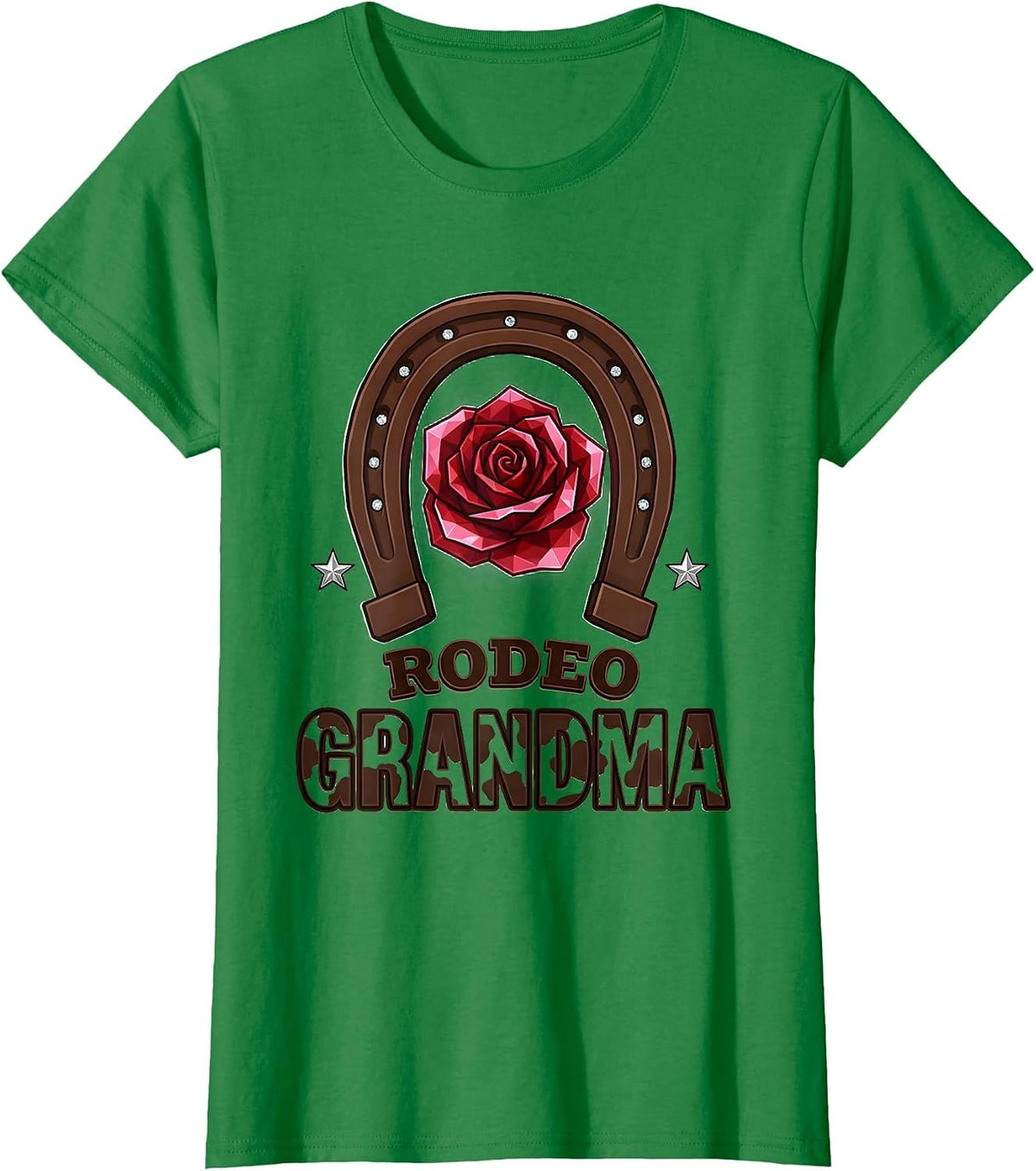 Women's Rodeo Grandma Cowgirl Glam Birthday Party Family Matching T-Shirt - Kelly Green