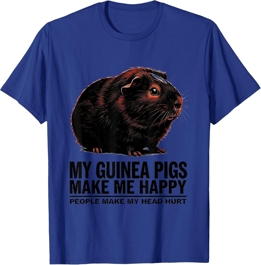My Guinea Pigs Make Me Happy People Make My Head Hurt T-Shirt - Royal Blue