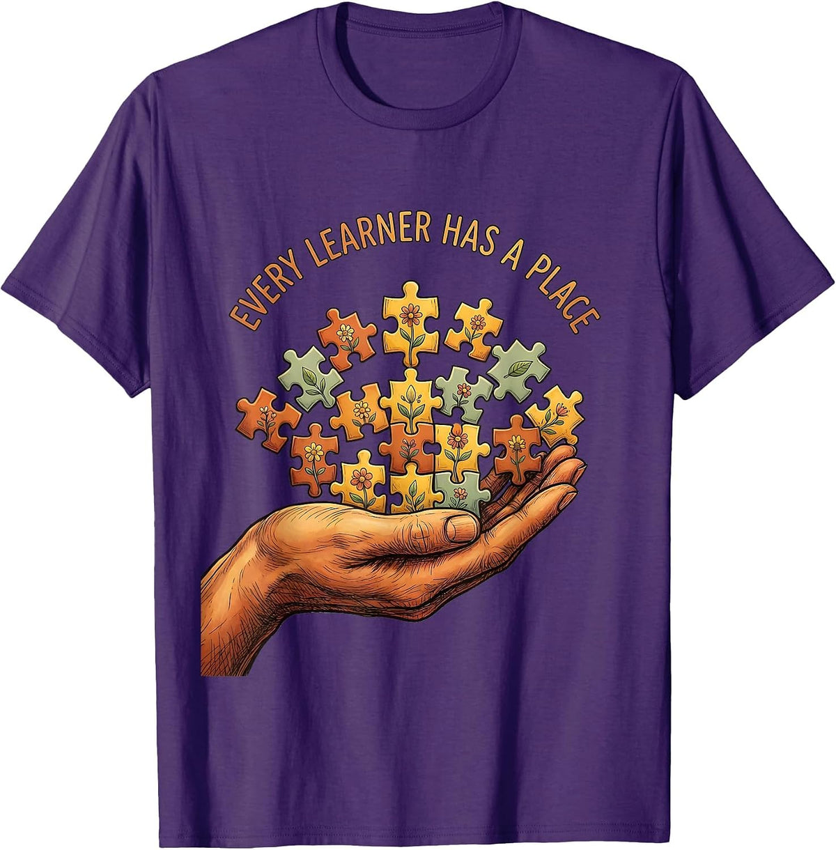 Men's Every Learner Has A Place Sped Teacher Design T-Shirt - Purple