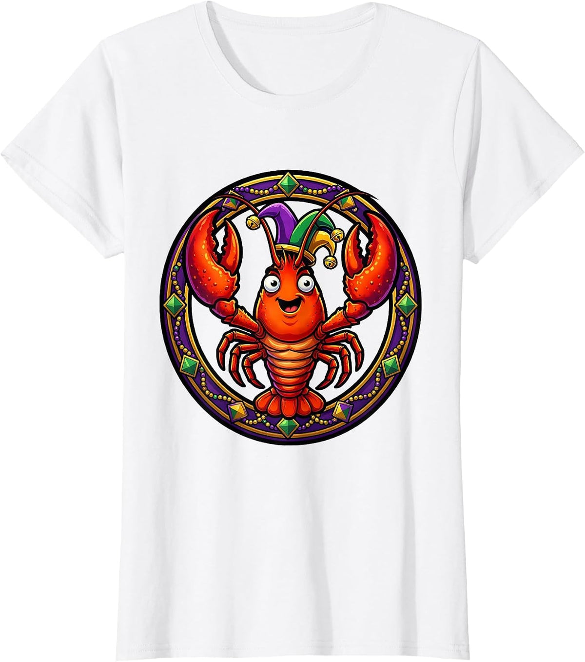 Mardi Gras Crawfish Jester Hat Festive Design T-Shirt - White