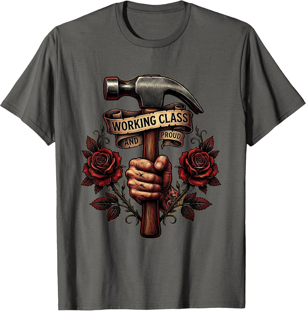 Working Class and Proud Labor Day Design T-Shirt - Asphalt Grey