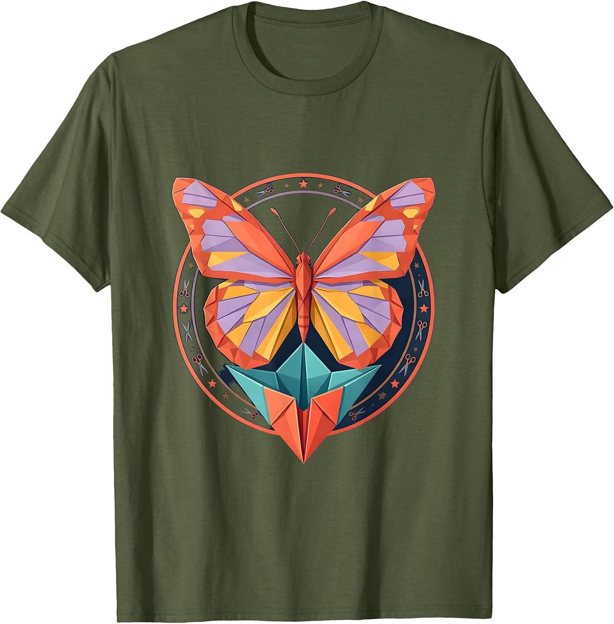 Preschool Teacher Butterfly Paper Cocoon Craft T-Shirt - Olive Green