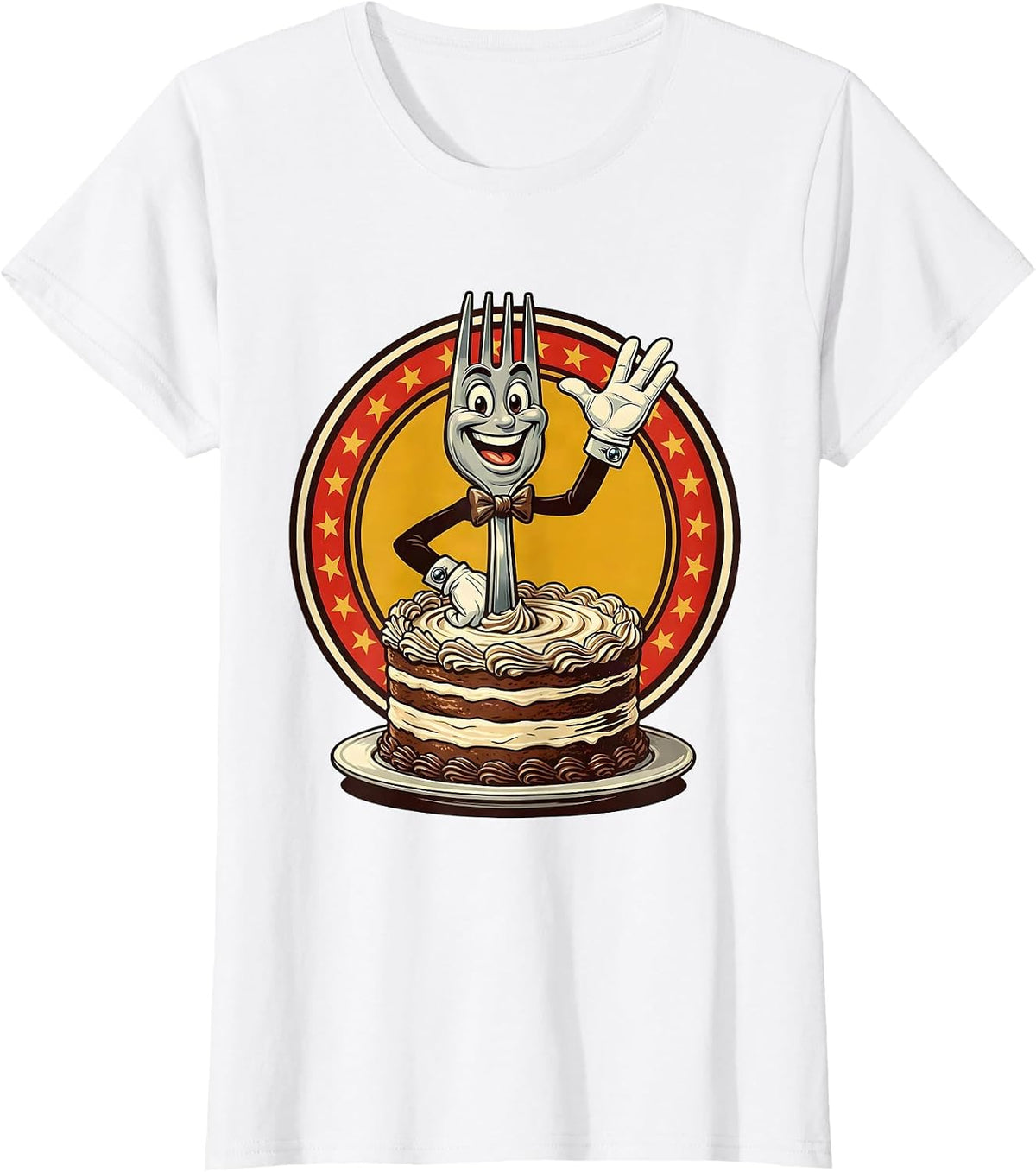 Women's Dad Tax Collector Fork Dessert Graphic T-Shirt - White