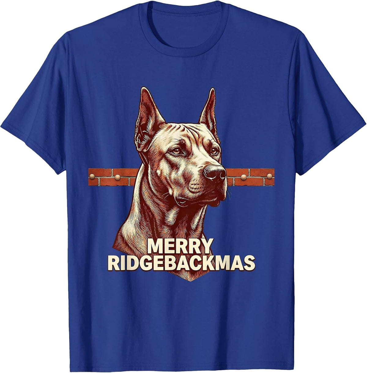 Men's Merry Ridgebackmas Funny Rhodesian Ridgeback Dog Christmas T-Shirt - Royal Blue