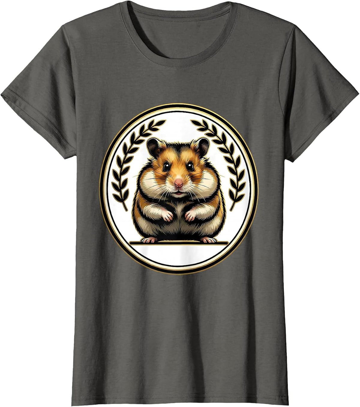 Women's Hamster Cheeks Sign Painter Showcard Funny Small Animal T-Shirt - Asphalt Grey