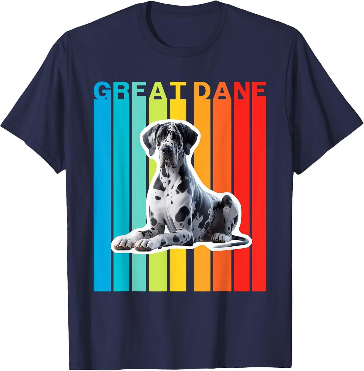 Colorful Great Dane T-Shirt - Navy Blue