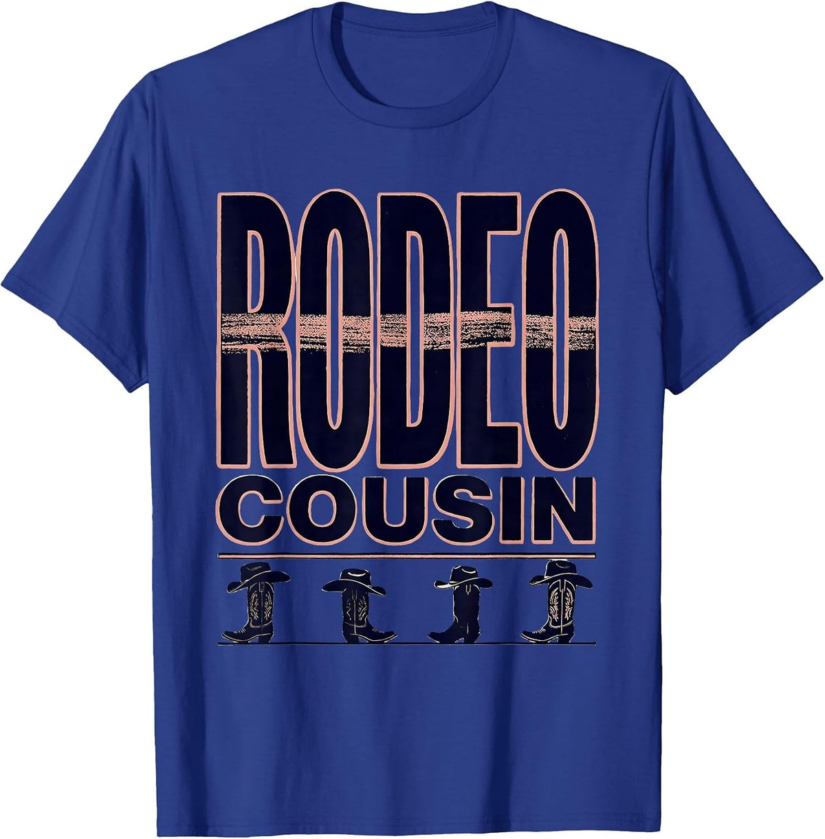 Men's Rodeo Cousin Pink Boots Coquette CowGirl Birthday Party T-Shirt - Royal Blue