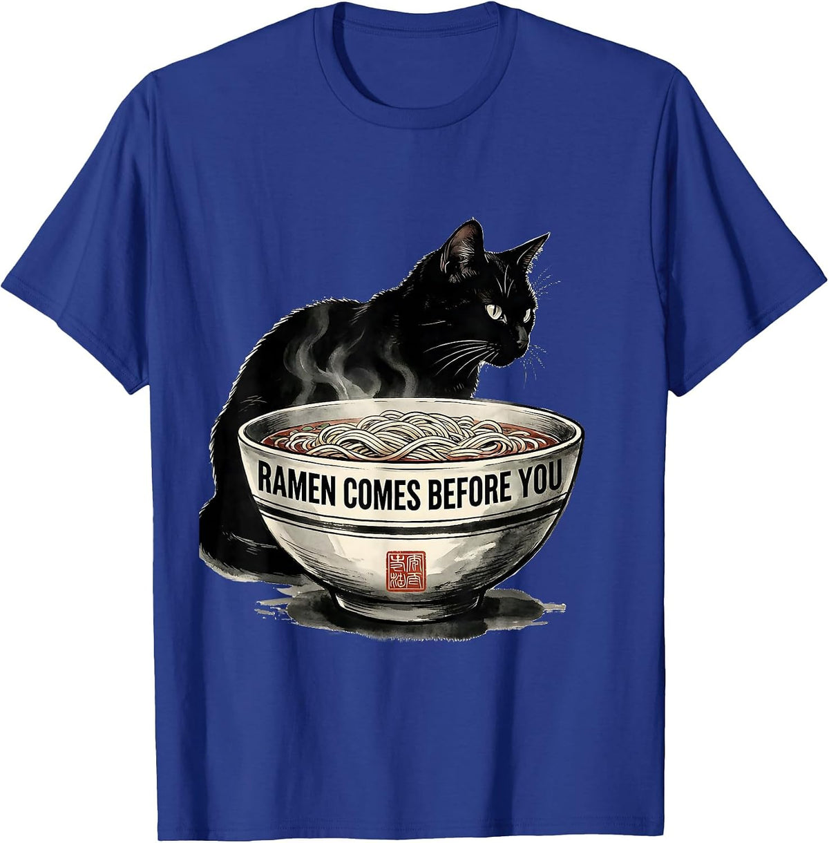 Men's Ramen Comes Before You Funny Kawaii Cat Anime Gift T-Shirt - Royal Blue