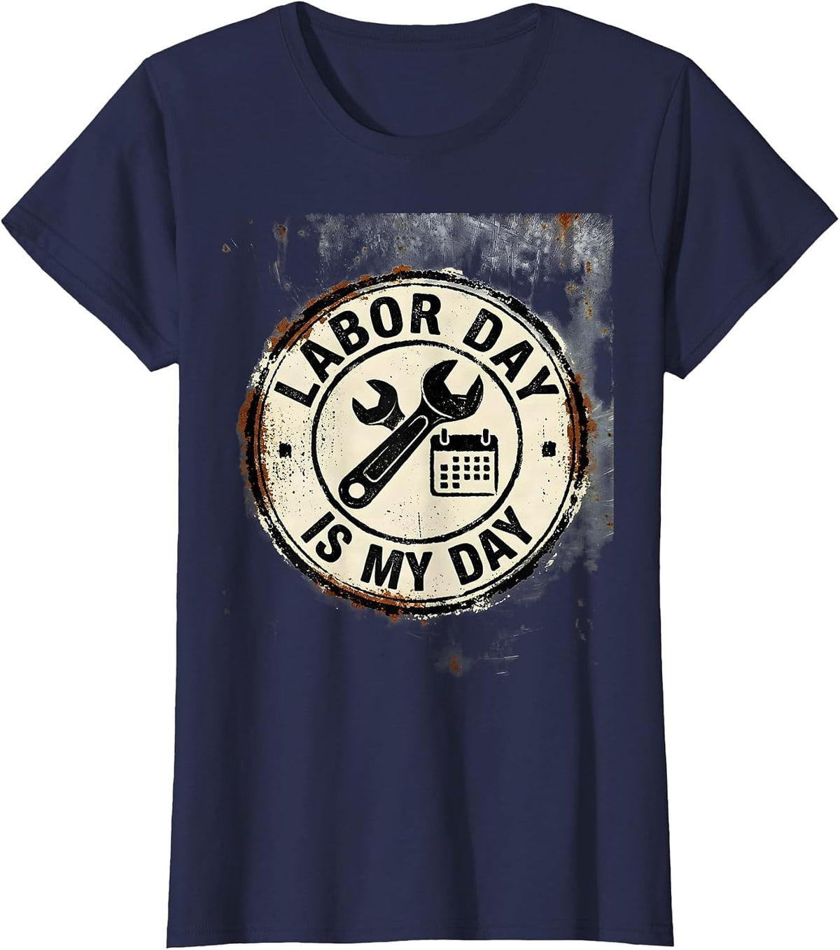 Women's Labor Day Is My Day Funny Blue Collar Worker Gift T-Shirt - Navy Blue