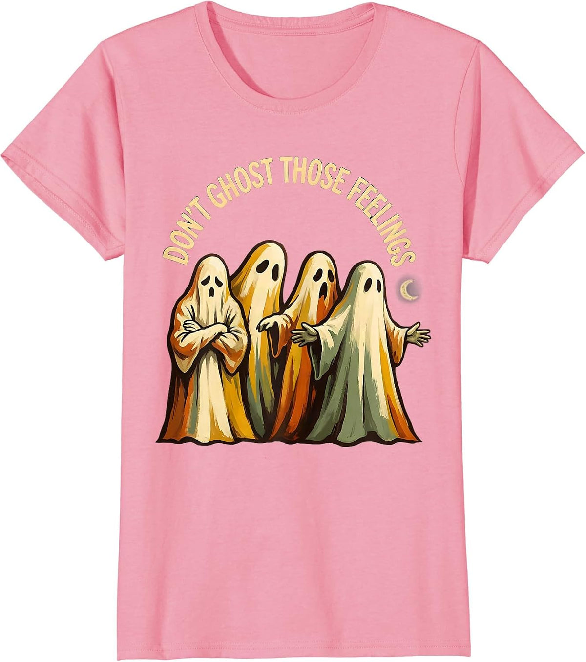 Women's Don't Ghost Those Feelings Halloween Mental Health Counselor T-Shirt - Pink
