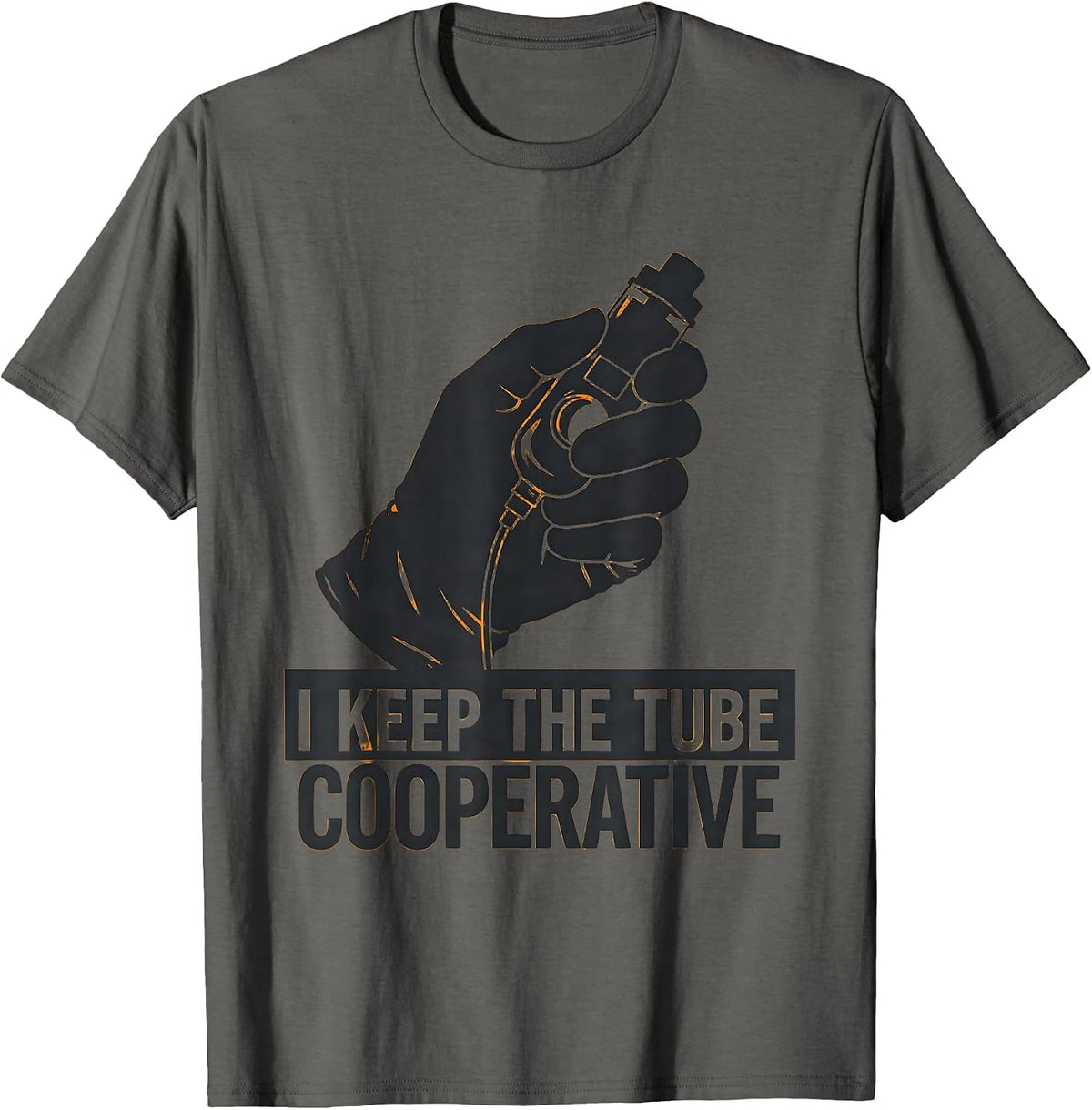 Men's I Keep The Tube Cooperative Funny Respiratory Therapist RT T-Shirt - Asphalt Grey