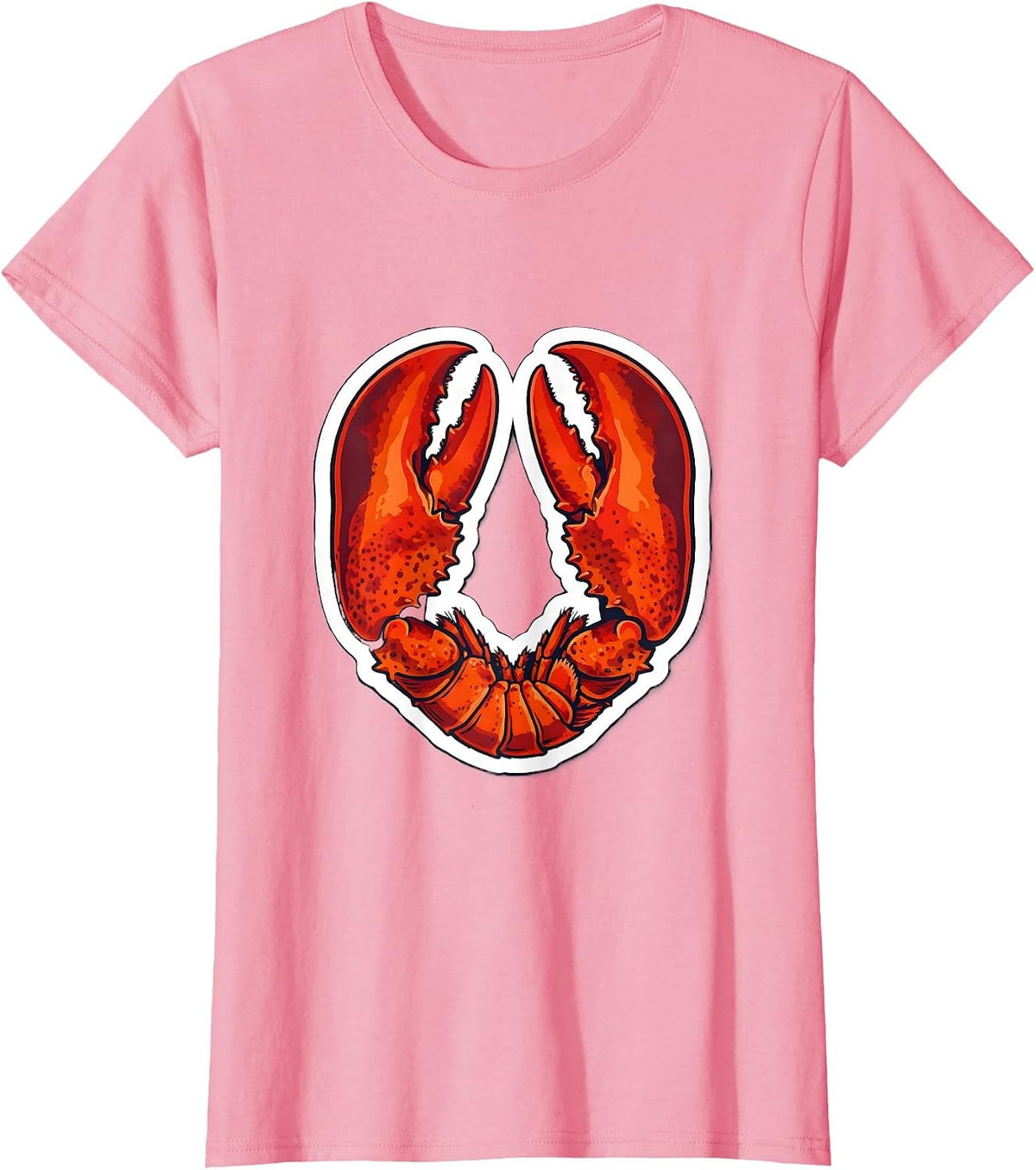 Women's Crossed Lobster Claws Graphic Design T-Shirt - Pink