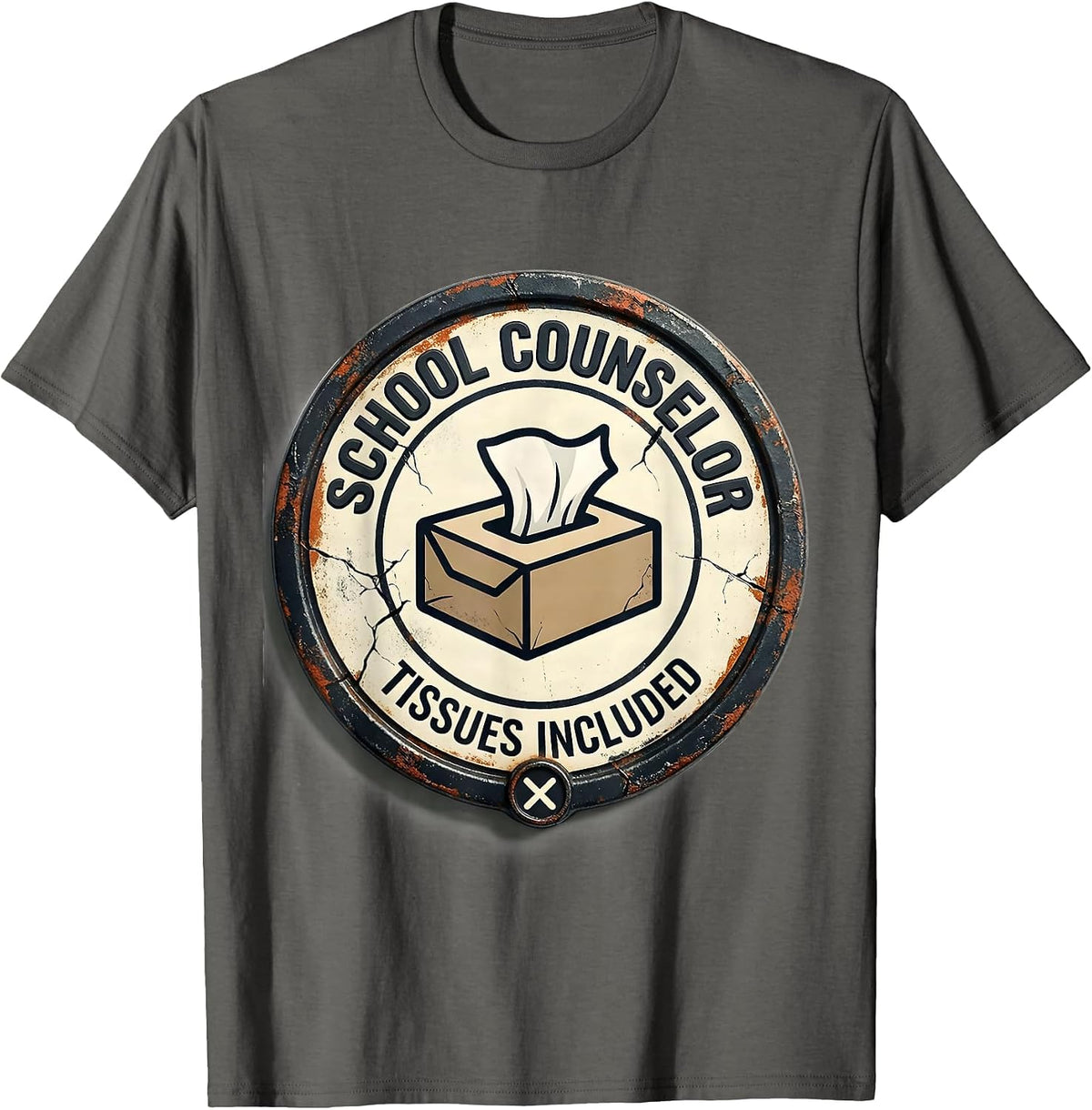 School Counselor Tissues Included Distressed Humor Mental T-Shirt - Asphalt Grey