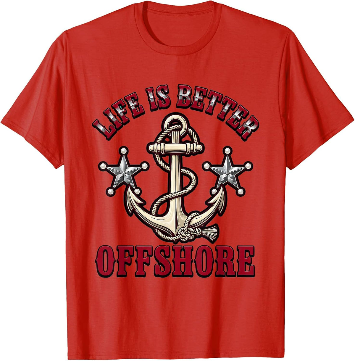 Men's Life Is Better Offshore Sailor Design T-Shirt - Red