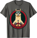 Circular Llama Badge Christmas Animal Lover Gift T-Shirt - Asphalt Grey