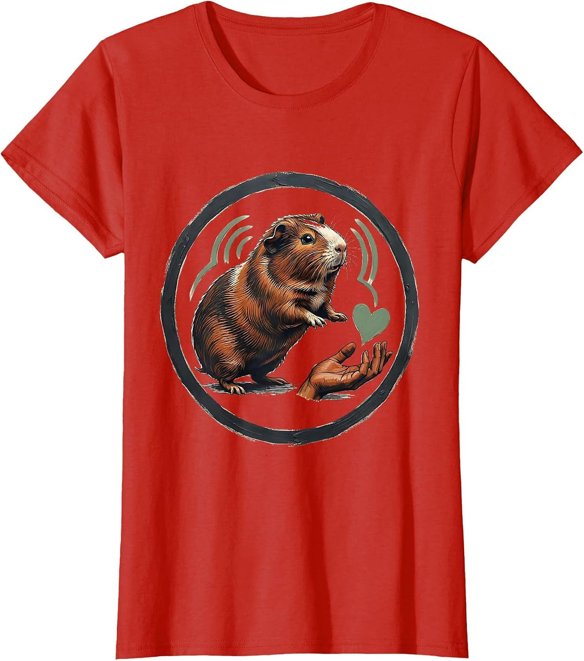 Guinea Pig Badge Rosette Pet Lover Humor T-Shirt - Red