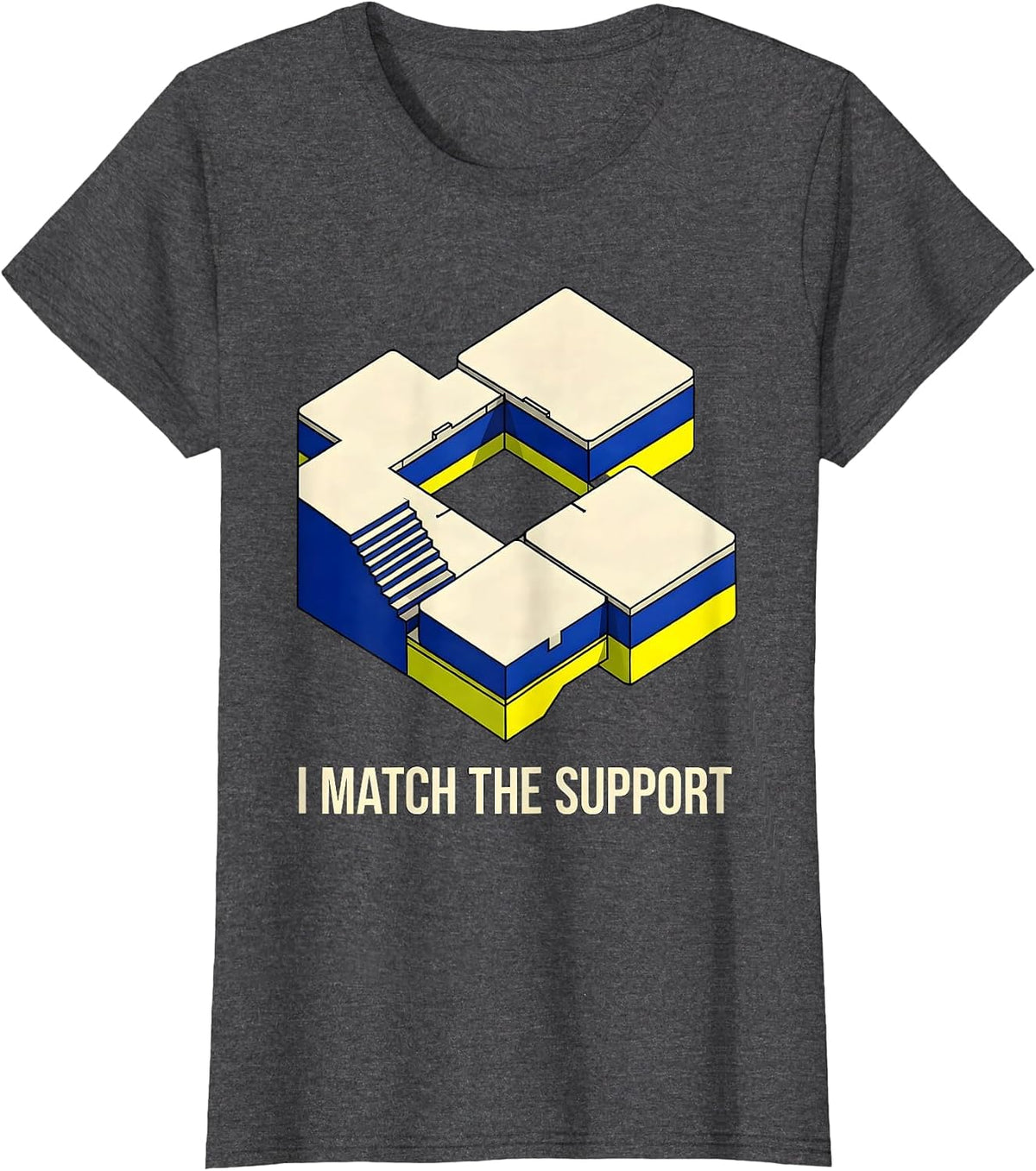 Women's I Match The Support Geometric Special Education Teacher SPED T-Shirt - Dark Heather Grey