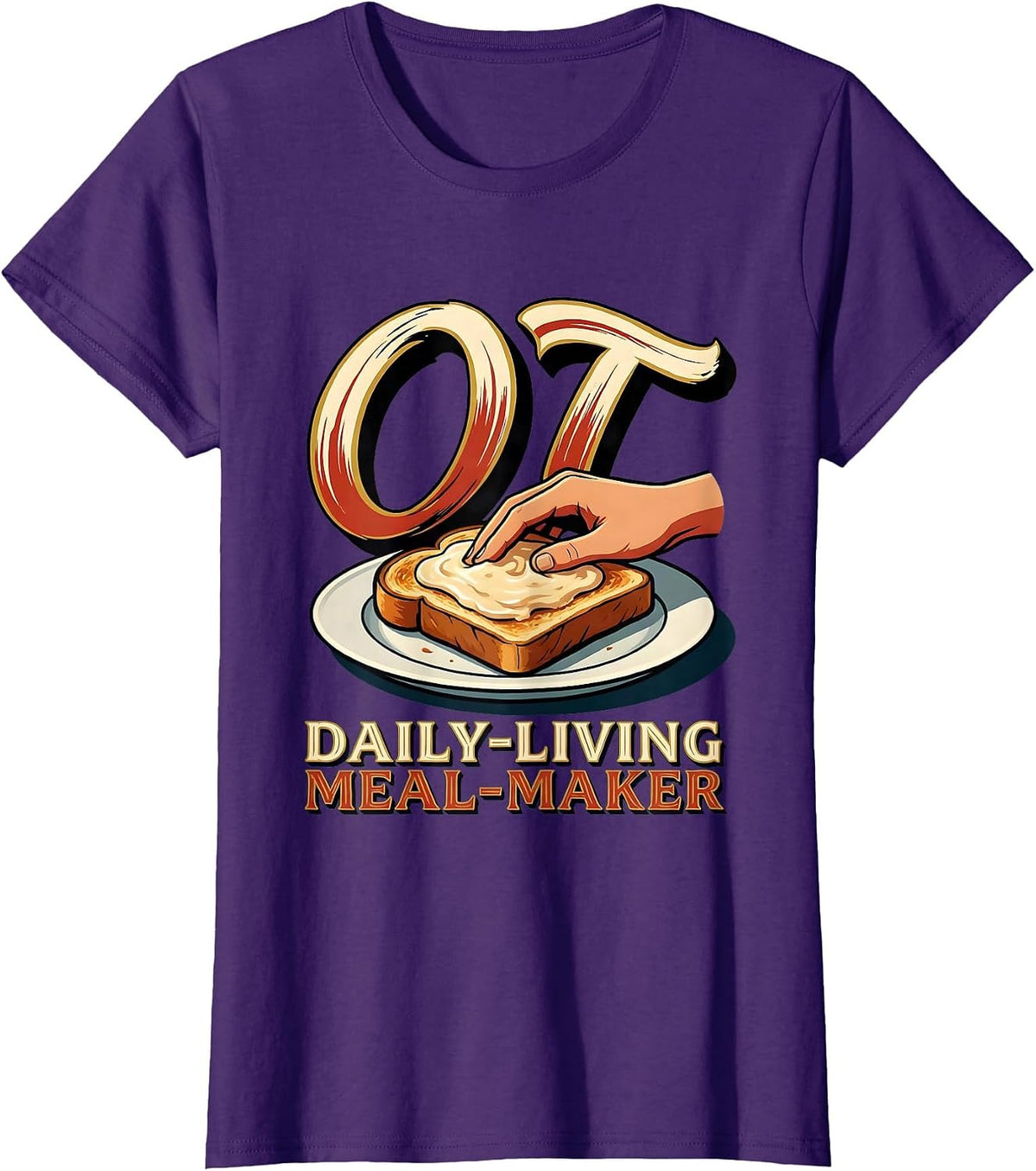 Women's OT Daily-Living Meal-Maker Occupational Therapy Back T-Shirt - Purple