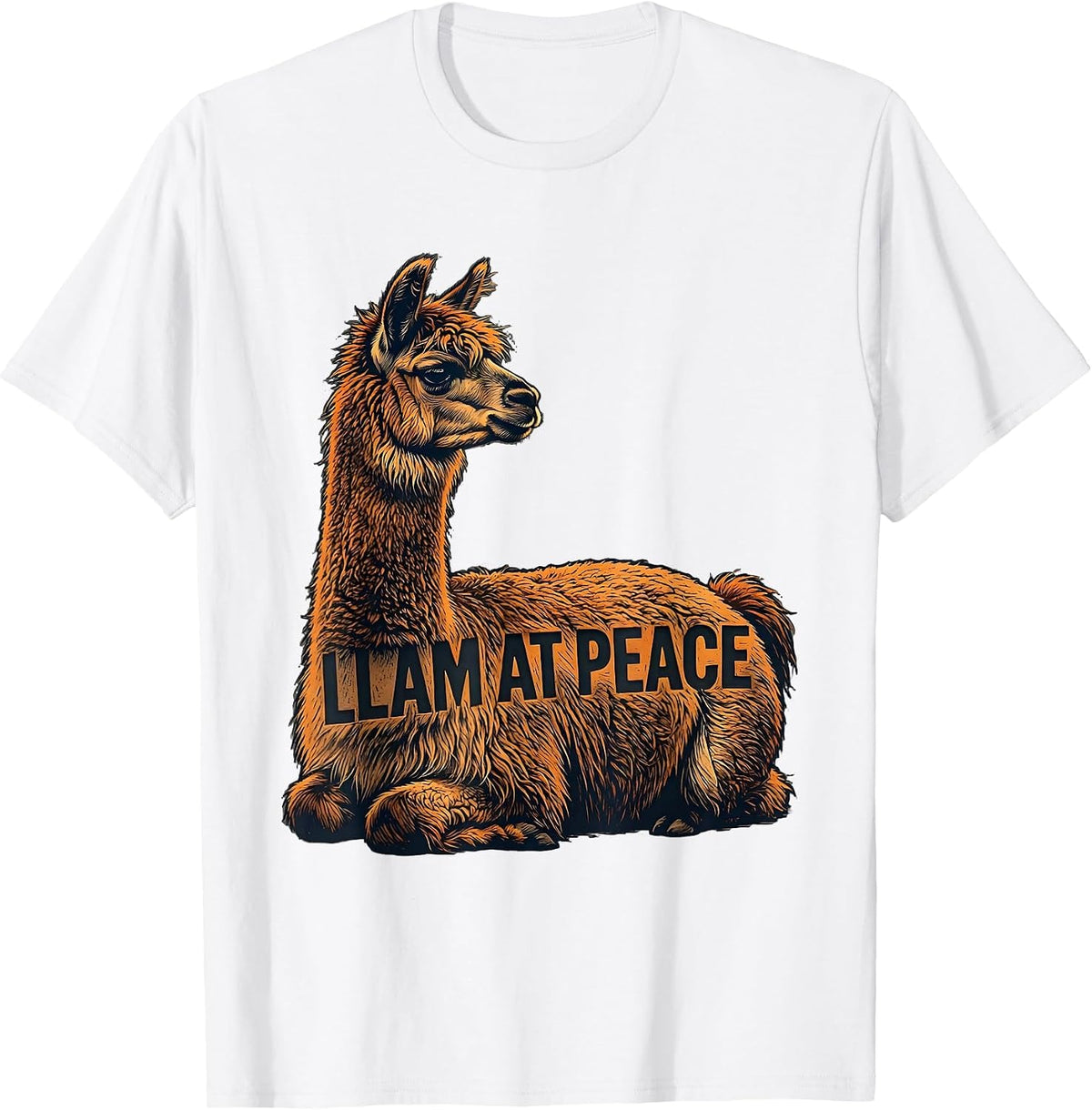 Men's Llam At Peace Funny Alpaca Humor Casual Gift T-Shirt - White