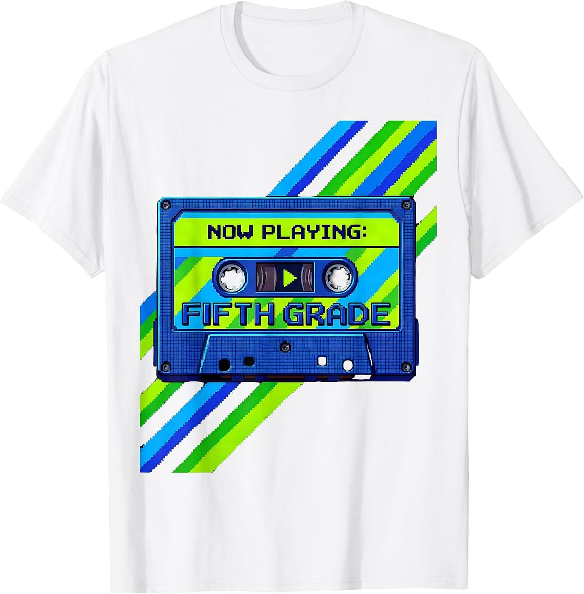 Now Playing Fifth Grade Pixel Art Teacher Student Back To T-Shirt - White