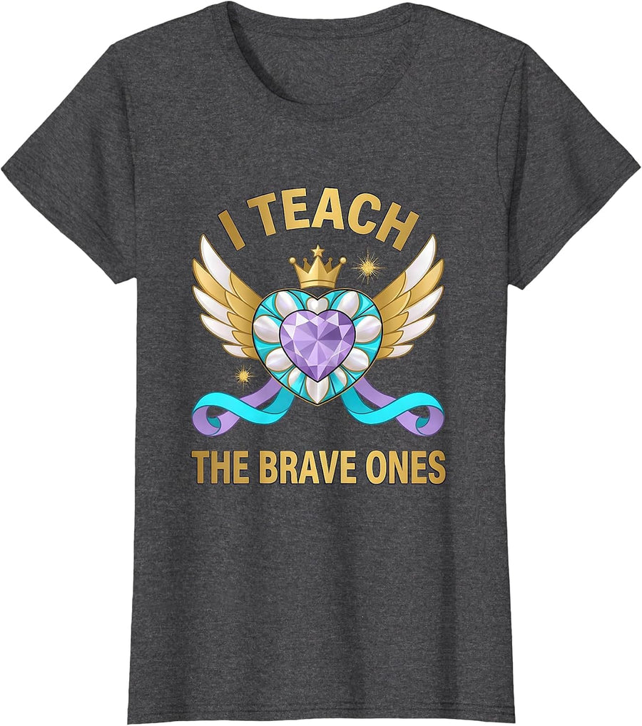 Women's I Teach The Brave Ones Special Education Teacher T-Shirt - Dark Heather Grey