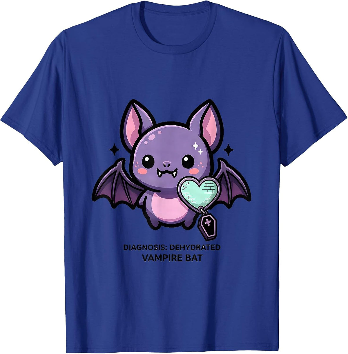 Men's Diagnosis: Dehydrated, Vampire Bat Pastel Goth Kawaii T-Shirt - Royal Blue