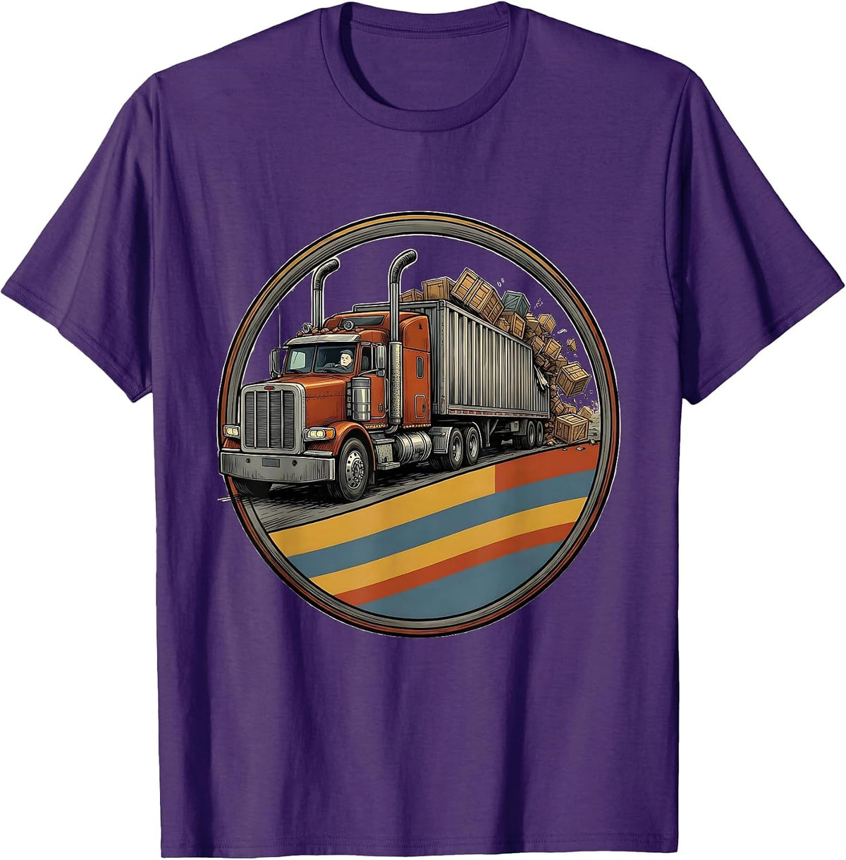 Semi Trucker Badge Funny Truck Driver Gift T-Shirt - Purple
