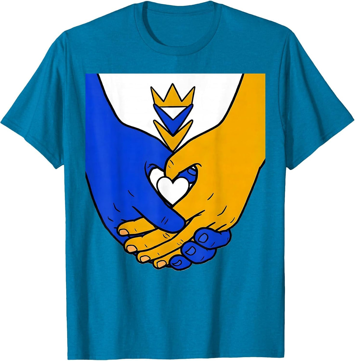 Linked Hands Down Syndrome Awareness Family Support T-Shirt - Sapphire Blue