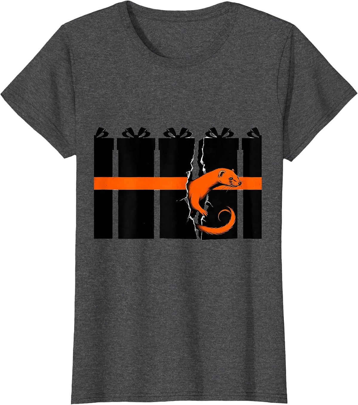 Women's Ferret Burst Gift Humor Ferret Lover Christmas T-Shirt - Dark Heather Grey